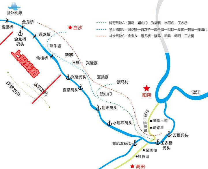 2021阳朔遇龙河竹筏各段漂流价格,阳朔杨堤到兴坪和遇龙河漂流区分