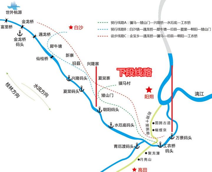2021阳朔遇龙河竹筏各段漂流价格,阳朔杨堤到兴坪和遇龙河漂流区分