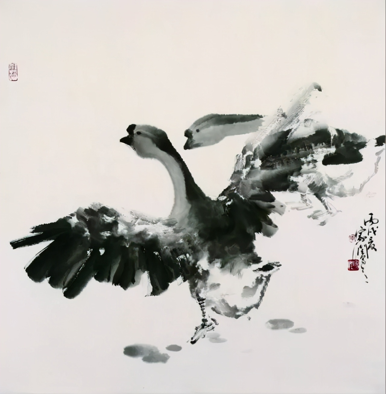 写意鹅国画图片,朱雪娥国画100幅