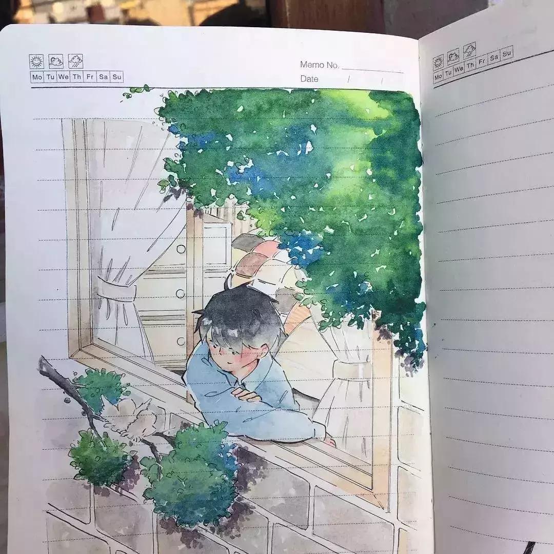 日本小姐姐画画素描,日本小姐姐一组插画