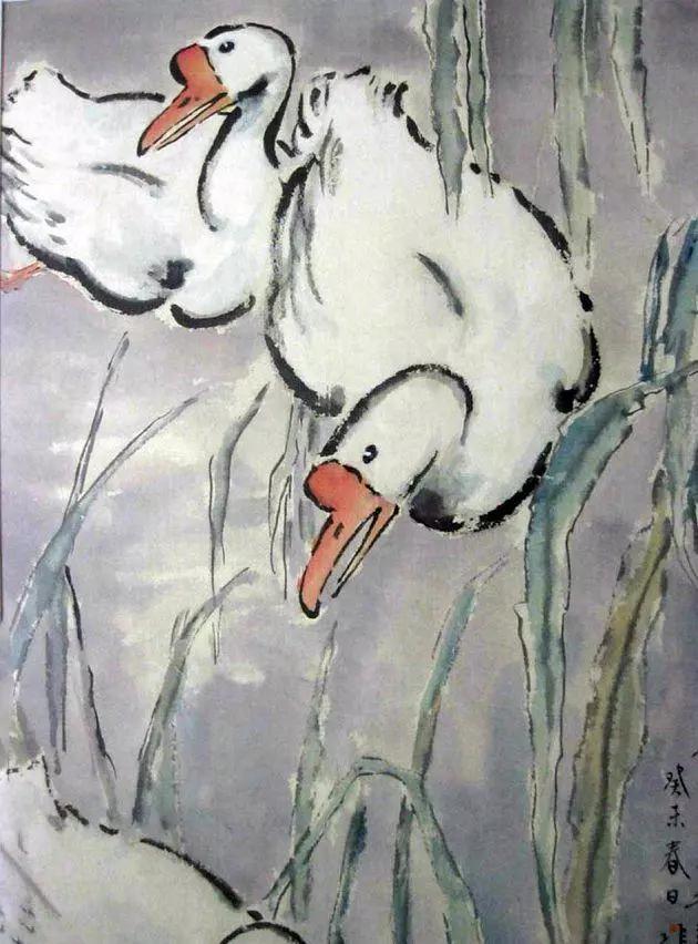 写意鹅国画图片,朱雪娥国画100幅