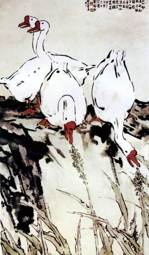 写意鹅国画图片,朱雪娥国画100幅