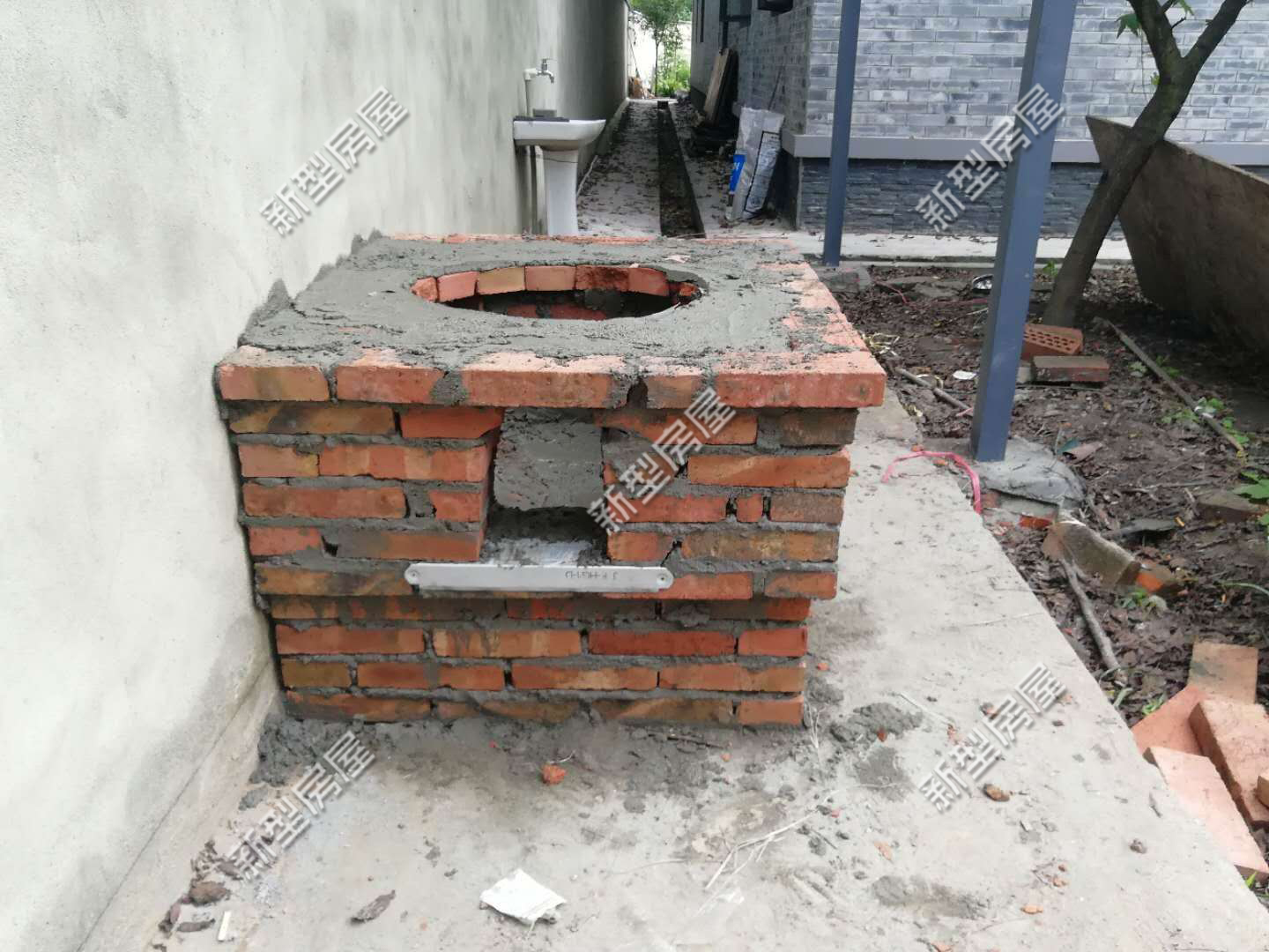农村自建房柴火灶最佳方案,农村庭院柴火灶砌砖全过程
